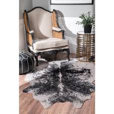 nuloom halina faux cowhide black 5 ft