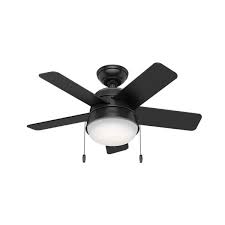 Hunter Tarrant 36 In Led Indoor Matte Black Ceiling Fan With Light Kit 59592 The Home Depot