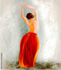 девушка танцует танец с поднятыми руками Stock Illustration | Adobe Stock