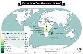 map showing top 10 poorest countries of