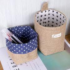 Hanging Bag Jute Storage Basket Pocket