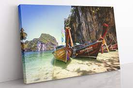 Thailand Beach Boat Canvas Wall Art