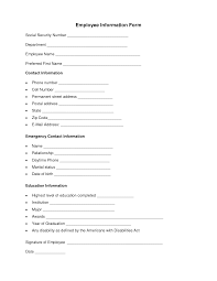Employee Information Form Template Personal Free Download