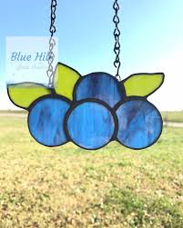 blueberries stained glass sun catcher