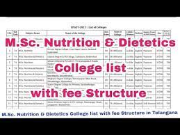 m sc nutrition tetics college