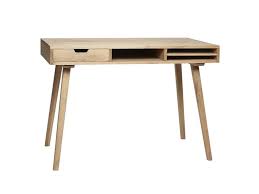 Rectangular unfinished 1 drawer writing desk with solid wood material. Hubsch Wooden Desk With Storage Living And Co