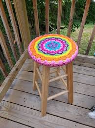 Feather Circle Crochet Stool Cover