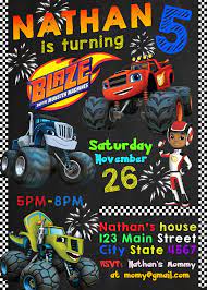Alongside crusher, this blaze birthday party invitation will set the tone for a fun and exciting birthday party full of monster truck excitement. Blaze And The Monster Machines Birthday Invitation Card Is Perfect For Your Childs Birthday Party This Monster Truck Party Blaze Birthday Party Blaze Birthday