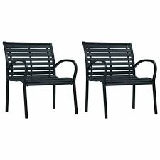 vidaxl 2x garden chairs black steel and