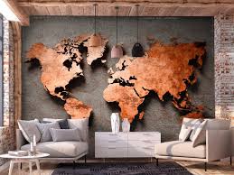 Wall Mural Copper Map World Maps