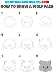 how to draw a wolf face easy drawing