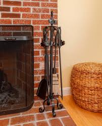 Wrought Iron Fireplace Tool Set Maple