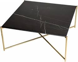 Iris Black Marble Top With Brass Frame