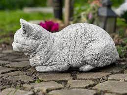 Outdoor Cat Statue Stone Sleeping Cat