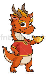 year dragon holding chinese gold ignot