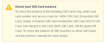 woolworths groceries gift card balance
