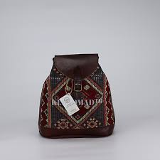 backpack kilim leather vine design