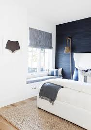 blue grcloth bedroom accent wall
