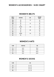 women s accessories size chart