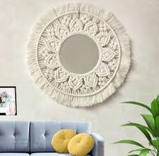 handmade woven wall hanging mirror boho