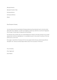 Format Of Resignation Letter From Job Example A Company