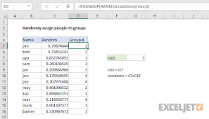 Excel Formula Randomly Assign People To Groups Exceljet