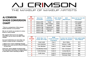 Shade Comparision Chart Aj Crimson Beauty
