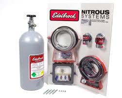 Edelbrock 70053 Nitrous Oxide System Performer Rpm Wet Single Stage 100 250 Hp 10 Lb Bottle Silver Dominator Flange Kit