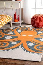 thomas paul hand tufted orange octopus rug