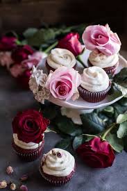 deep dark and rosy red velvet cupcakes