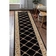 black 3 ft x 12 ft formal runner rug