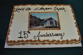 Toasted almond cake with mascarpone cream and amarena cherries: 15th Anniversary Cake Lord Of Life Lutheran Church Austin Texas