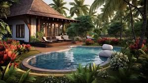 3d Ilration Of Tropical House With
