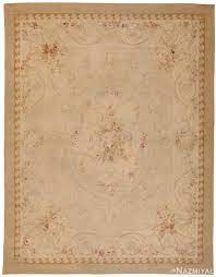 antique ivory french aubusson rug 70392