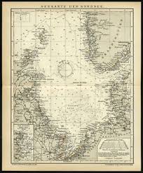 Details About Antique Map Sea Chart North Sea England Netherlands Denmark Brockhaus 1893
