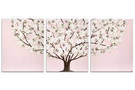 Nursery Wall Art Tree On Canvas In Pink