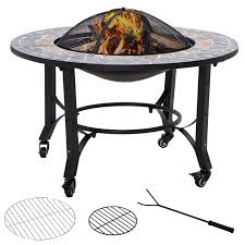 Outsunny 2 In 1 Outdoor Fire Pit On