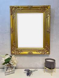 Modern Gold Wall Mirror Wood Frame With