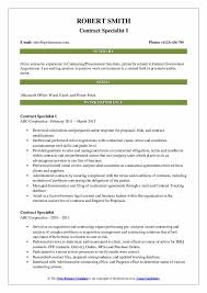 Contract Specialist Resume Samples Qwikresume