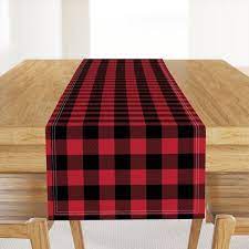 Red And Black Table Runner On