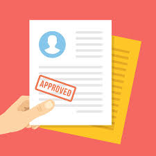 Solicitud De Empleo Aprobado. La Mano Sostiene La Solicitud De Empleo Con El Sello De Aprobación Sobre El Mismo. Ilustración Vectorial Flat Ilustraciones Svg, Vectoriales, Clip Art Vectorizado Libre De Derechos. Image