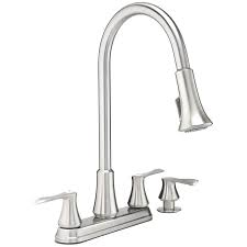 Of all the diy projects that you undertake in your home, few are as tough on your body as installing a new faucet. Project Source Stainless Steel 2 Handle Deck Mount Pull Down Handle Kitchen Faucet Deck Plate Included Lowes Com In 2021 Kitchen Faucet Faucet Faucet Repair