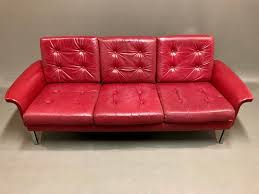 red leather sofa 1950s for at pamono