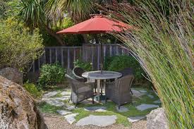 Patio Table Set With Red Umbrella And
