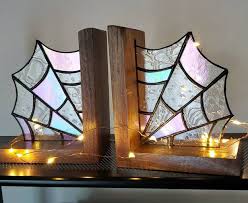 Stained Glass Web Bookends
