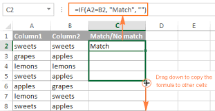 excel compare two columns for matches