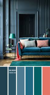 blue grey and teal living room moody