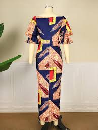 Kaufe Frauen Vintage Print Bodycon Kleid Puff Ärmel Nackte Schulter Party  Abend Elegante Formal Slim Pencil Kleid Afrikanische Roben | Joom