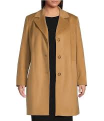 Donna Karan Plus Size Single Ted On Front Wool Cashmere Blend Reefer Coat 3x