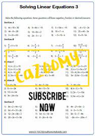 Linear Equations Worksheets Practice